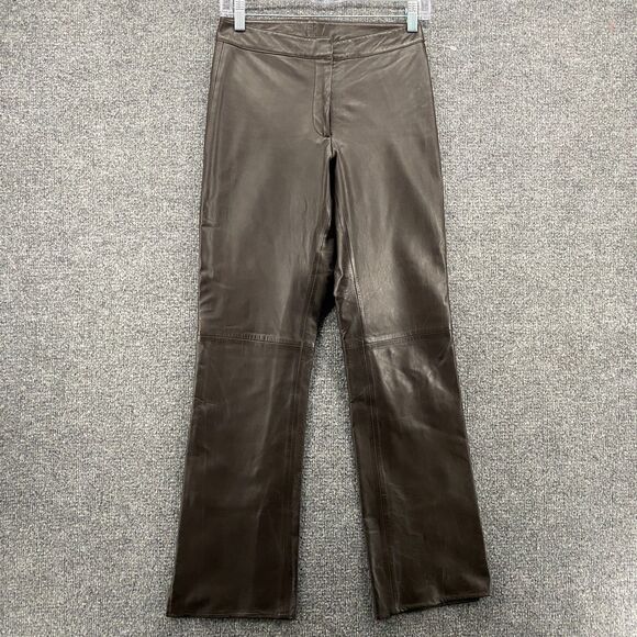 Cache Leather Pants Womens 2 Brown High Rise Bootcut Farm Ranch Western Casual - Picture 1 of 11